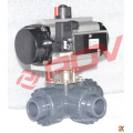 Pneumatic plastic upvc 3way ball valve